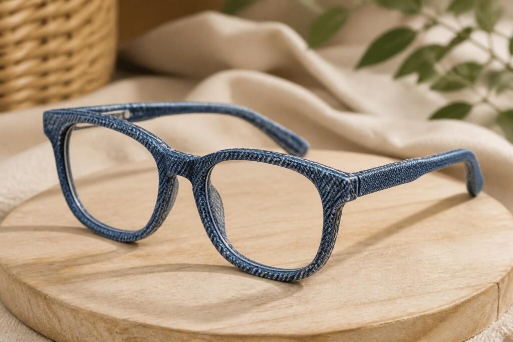 découvrez nos montures en jeans recyclé alliant style, mode éco-responsable et tendances actuelles pour un look durable et unique.